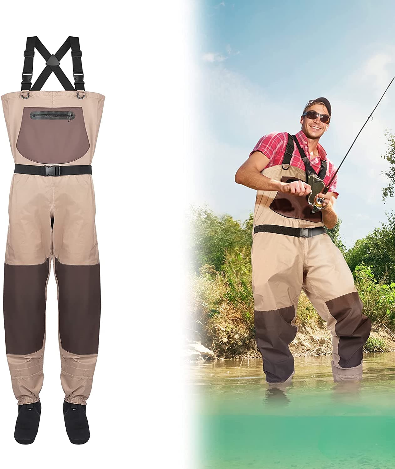 KESYOO Men Women Wader Suits Waterproof Fishing Boots Outdoor Overalls  Diving Fishing Wading Pants