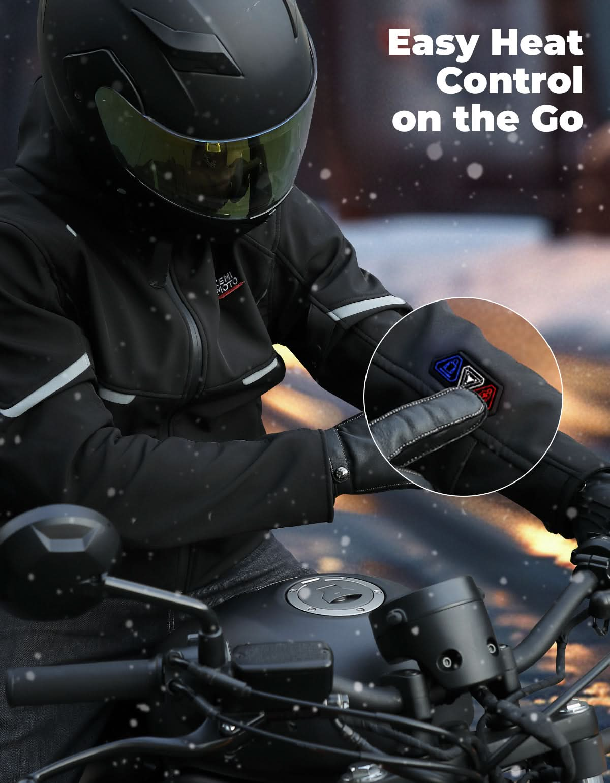 Heated Jacket with APP Control and 2A Battery for Motorcycle Outdoor Hiking