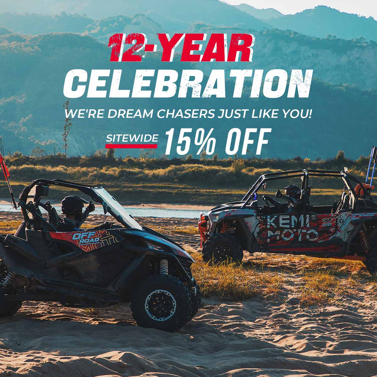 Kemimoto 12-year celebration sitewide 15%off