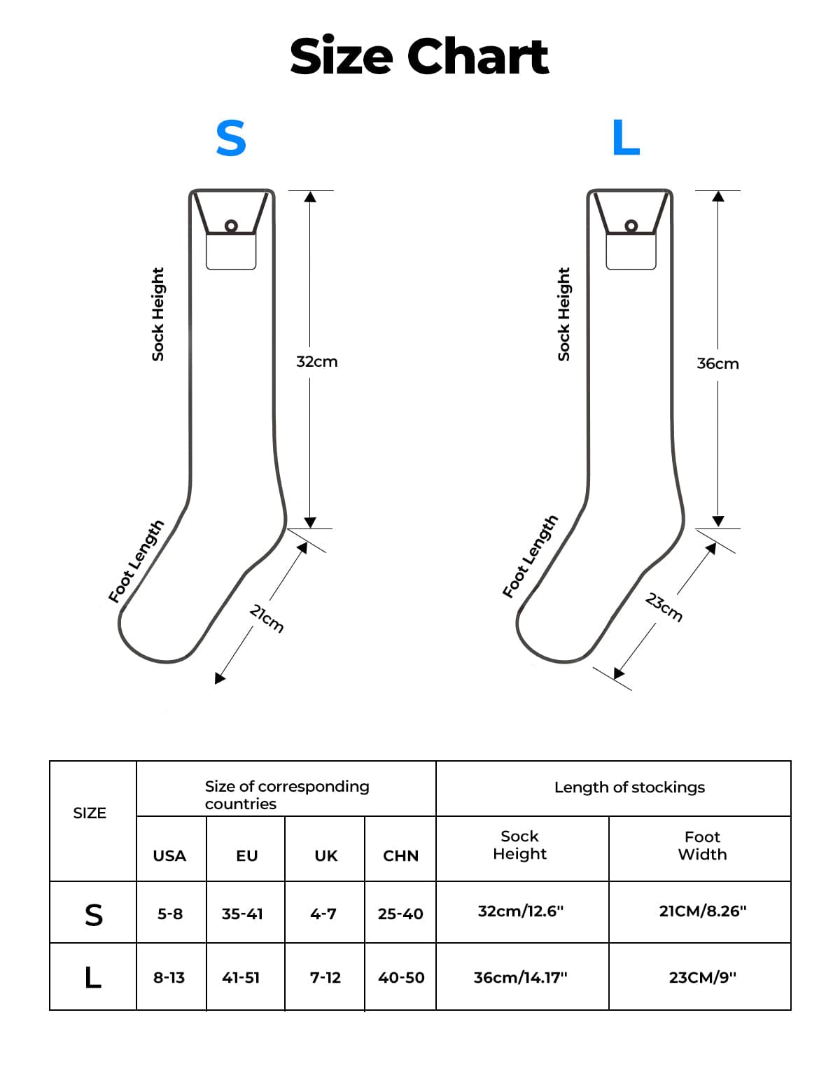 Wool Heated Socks for Unisex APP Control Black White