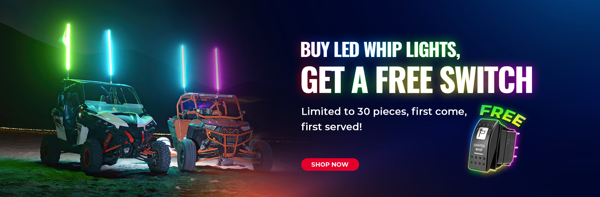 Buy LED Whip Lights get a free switch