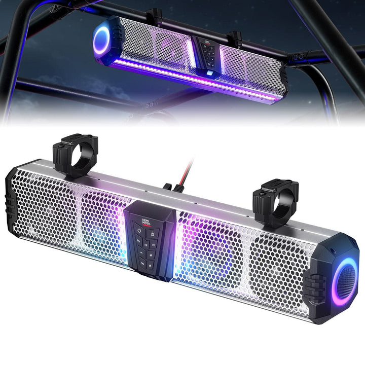 KEMIMOTO Midnight S60 26" RGB UTV Sound Bar for Golf Cart Marine 1"-2" Roll Bar