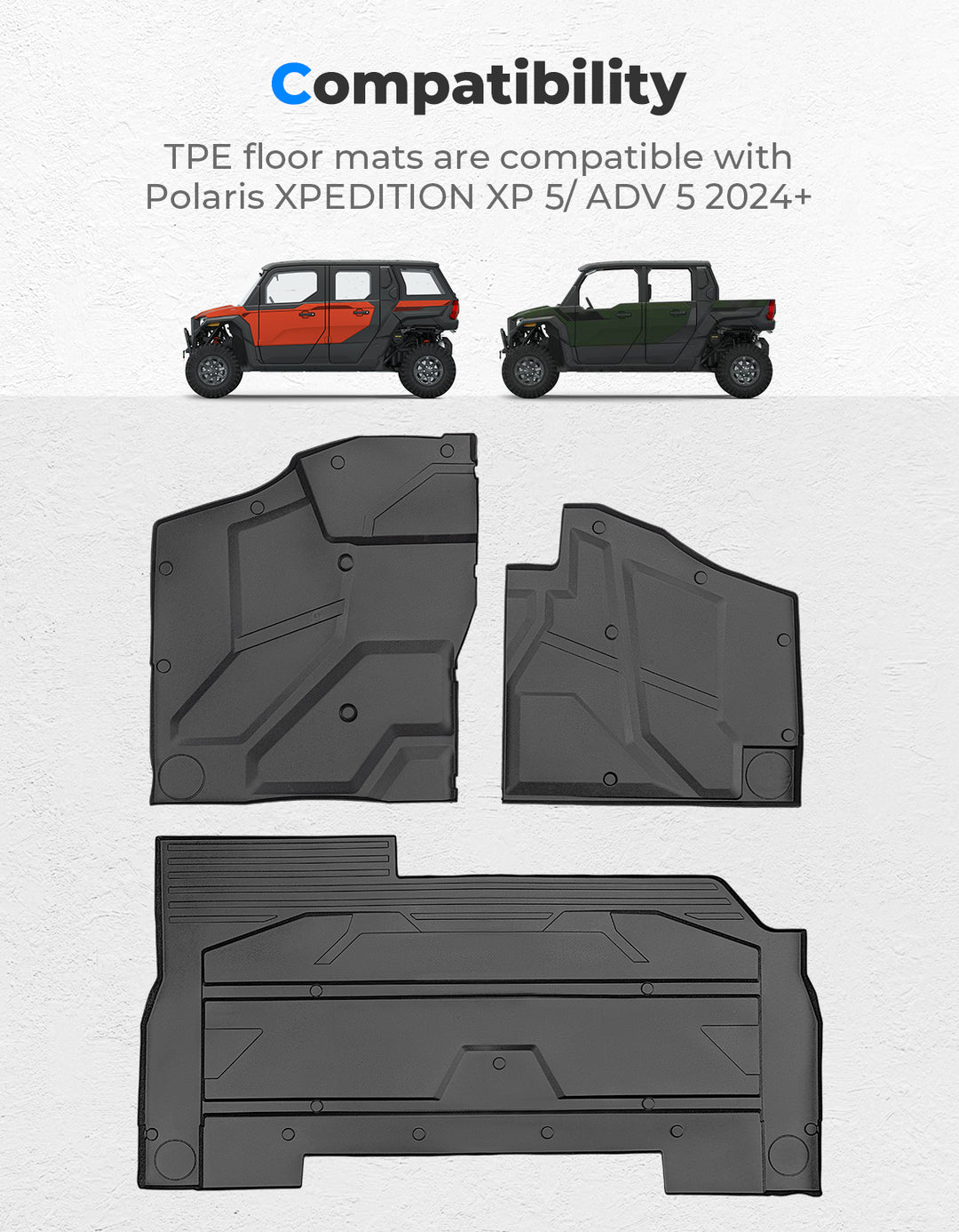 Front and Rear TPE Floor Mat for Polaris Xpedition XP 5/ADV 5 2024+