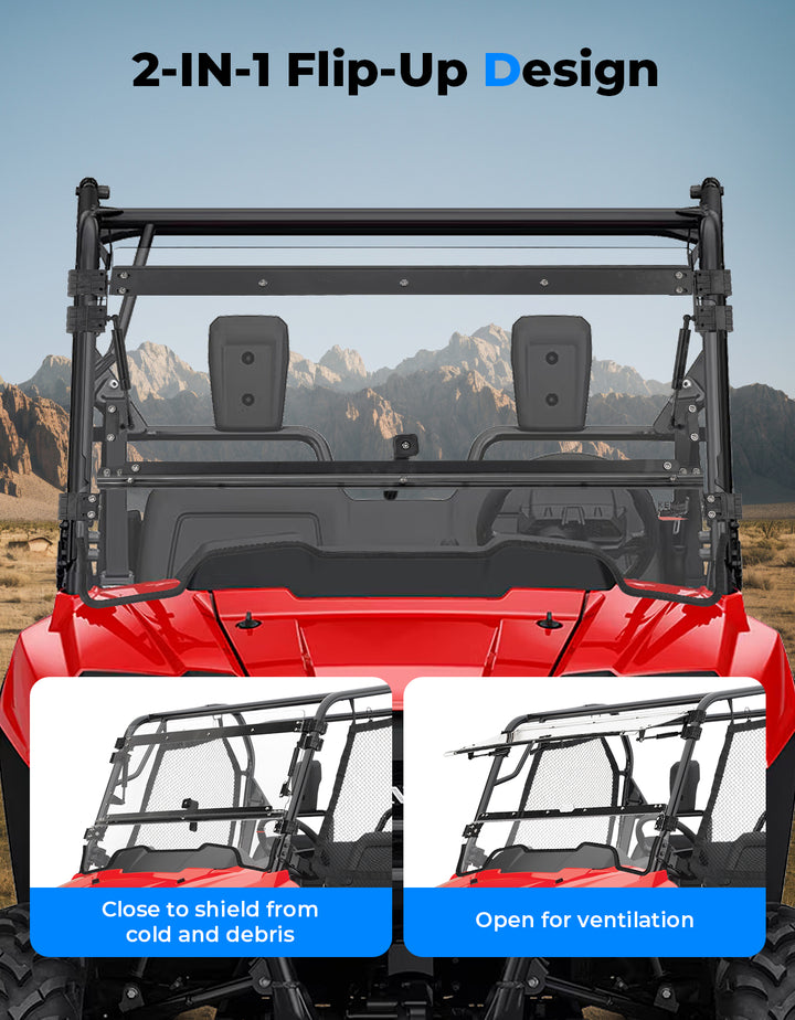 UTV Flip Up Windshield for Pioneer 700/700-4 2014-2025