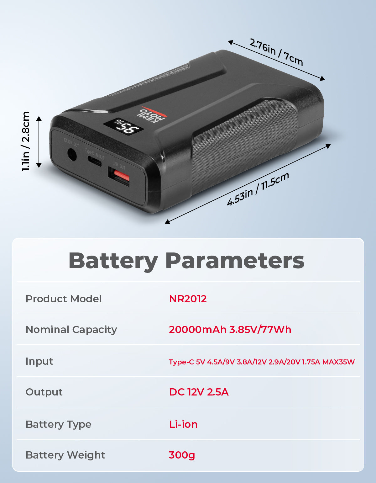 12V Rechargeable Battery for Heated Vest Heated Jackets Heated Hoodies