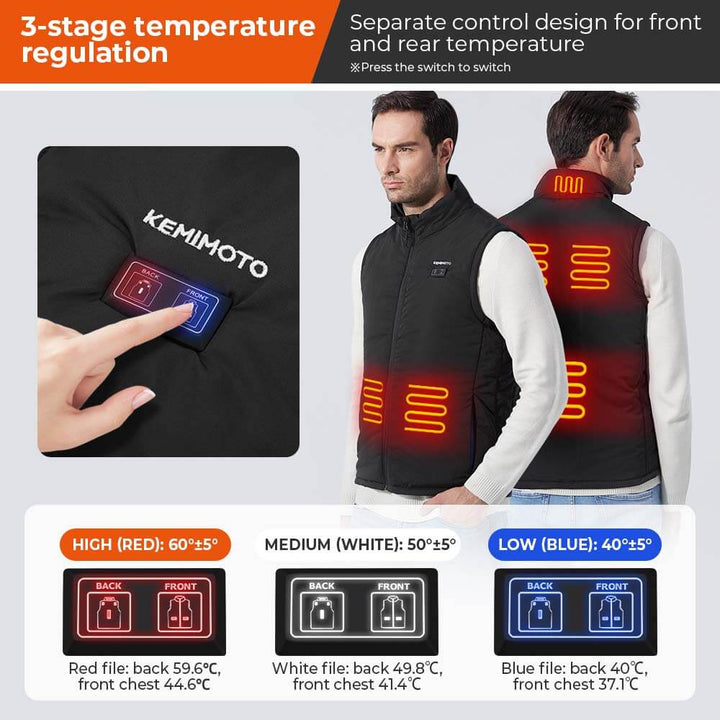 Classic Heated Vest & Snowmobile Heated Gloves & Unisex Heated Socks - Kemimoto