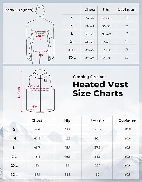 Men's Heated Vest by APP Temp Control for Skiing Hiking Hunting - Kemimoto