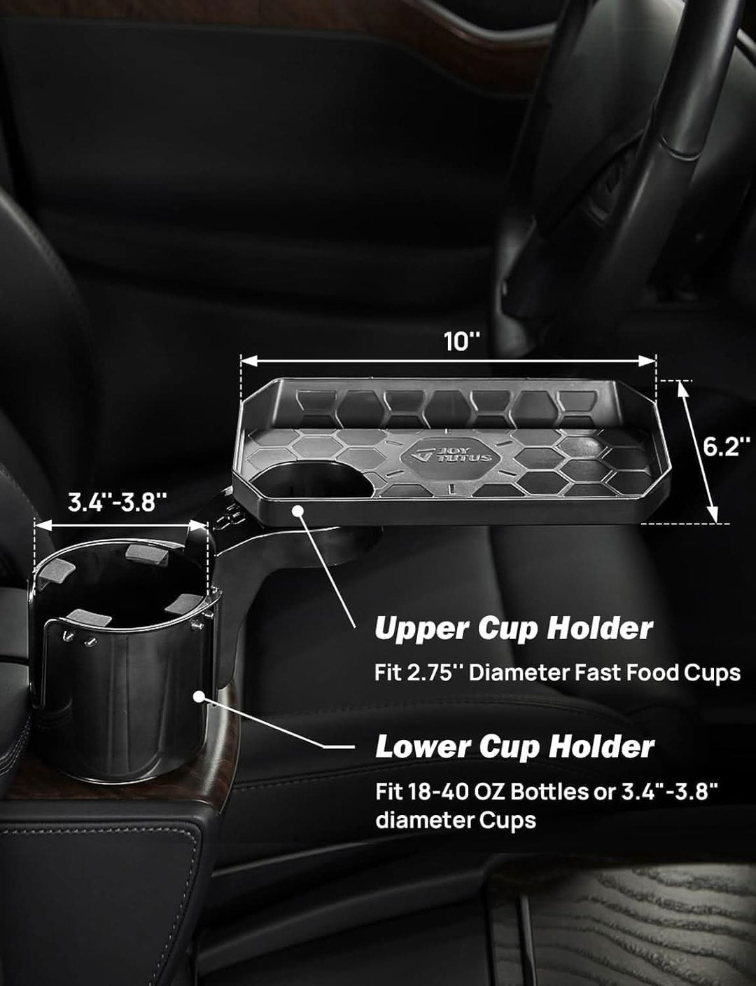 JOYTUTUS Cup Holder Tray, fit in 2.75-3.25 inch Car Holder