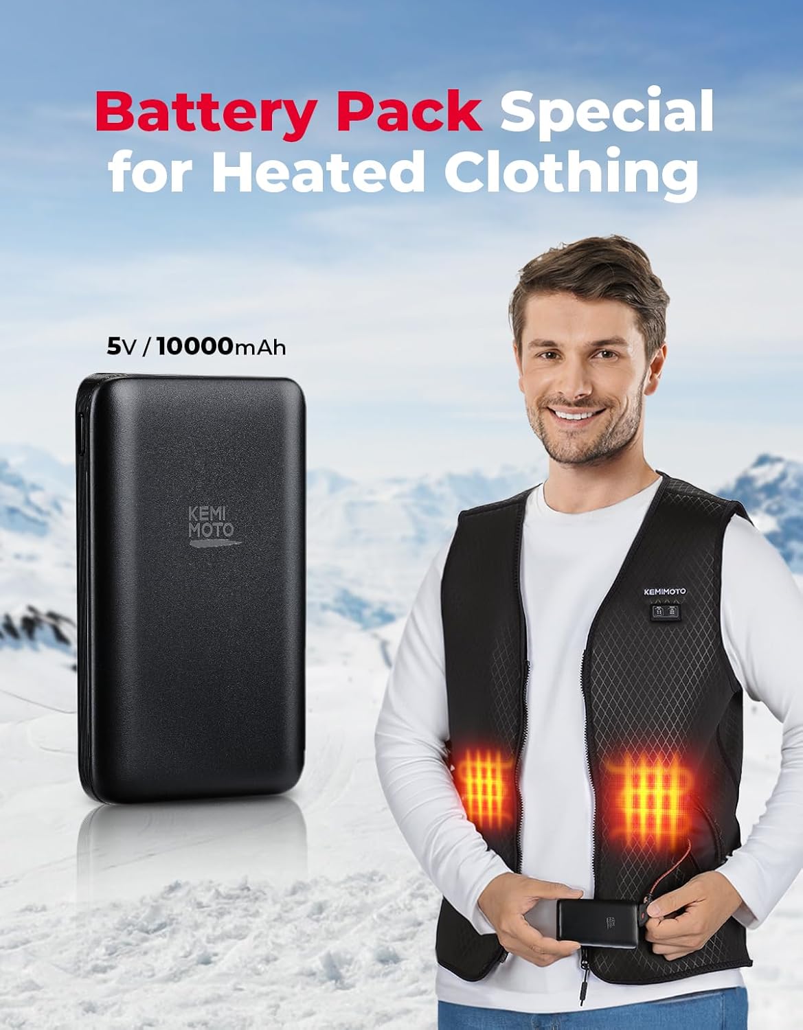 5V 10000mAh Battery Pack for Heated Vests