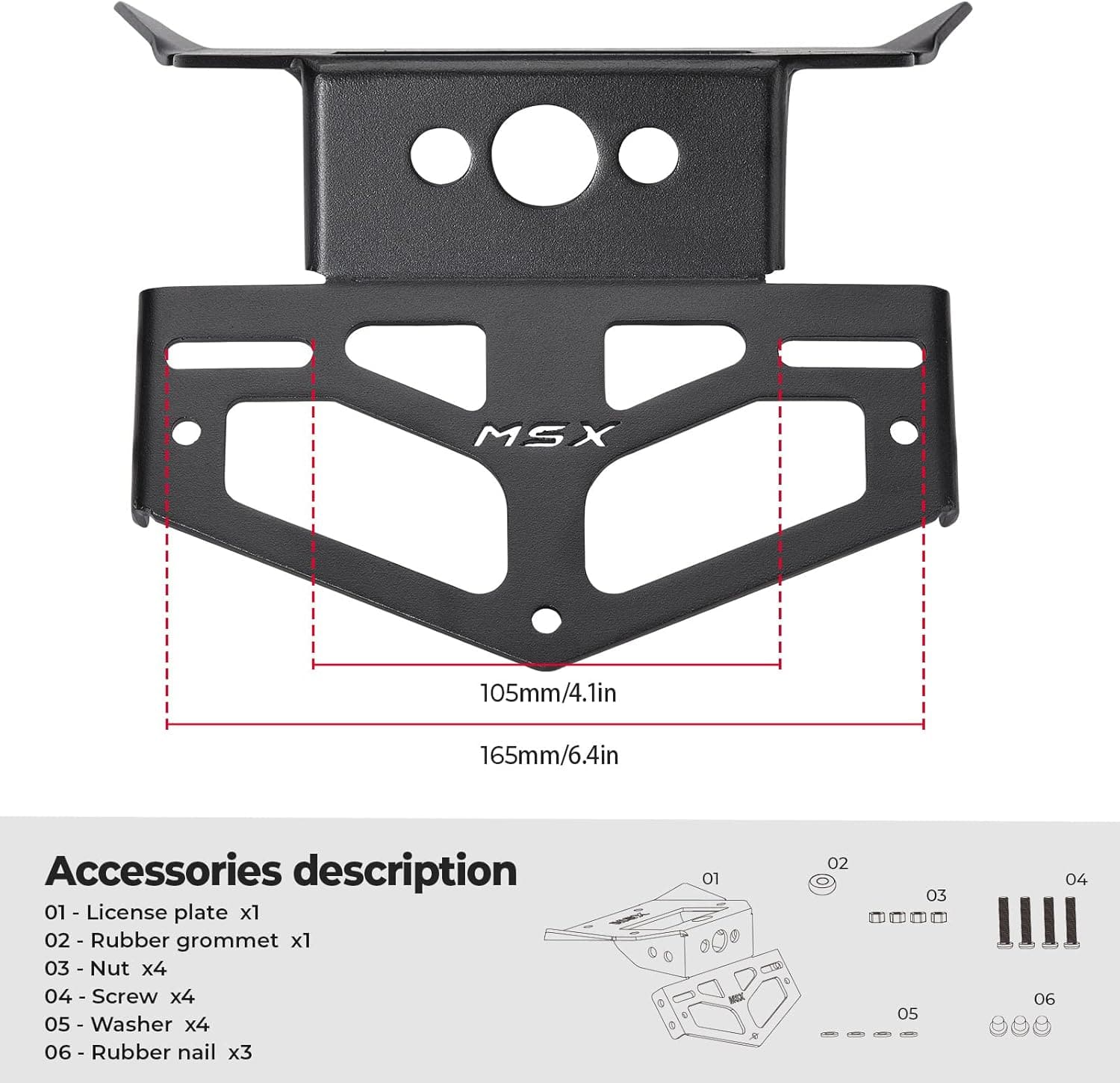 License Plate Bracket for Grom MSX125 2020-2017