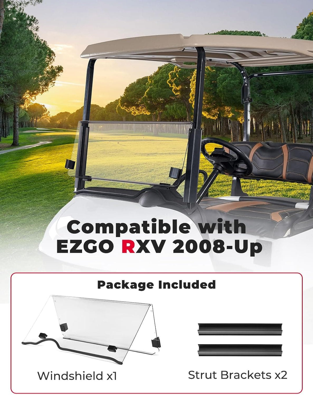 Golf Cart Windshield for EZGO RXV (2008-Up)