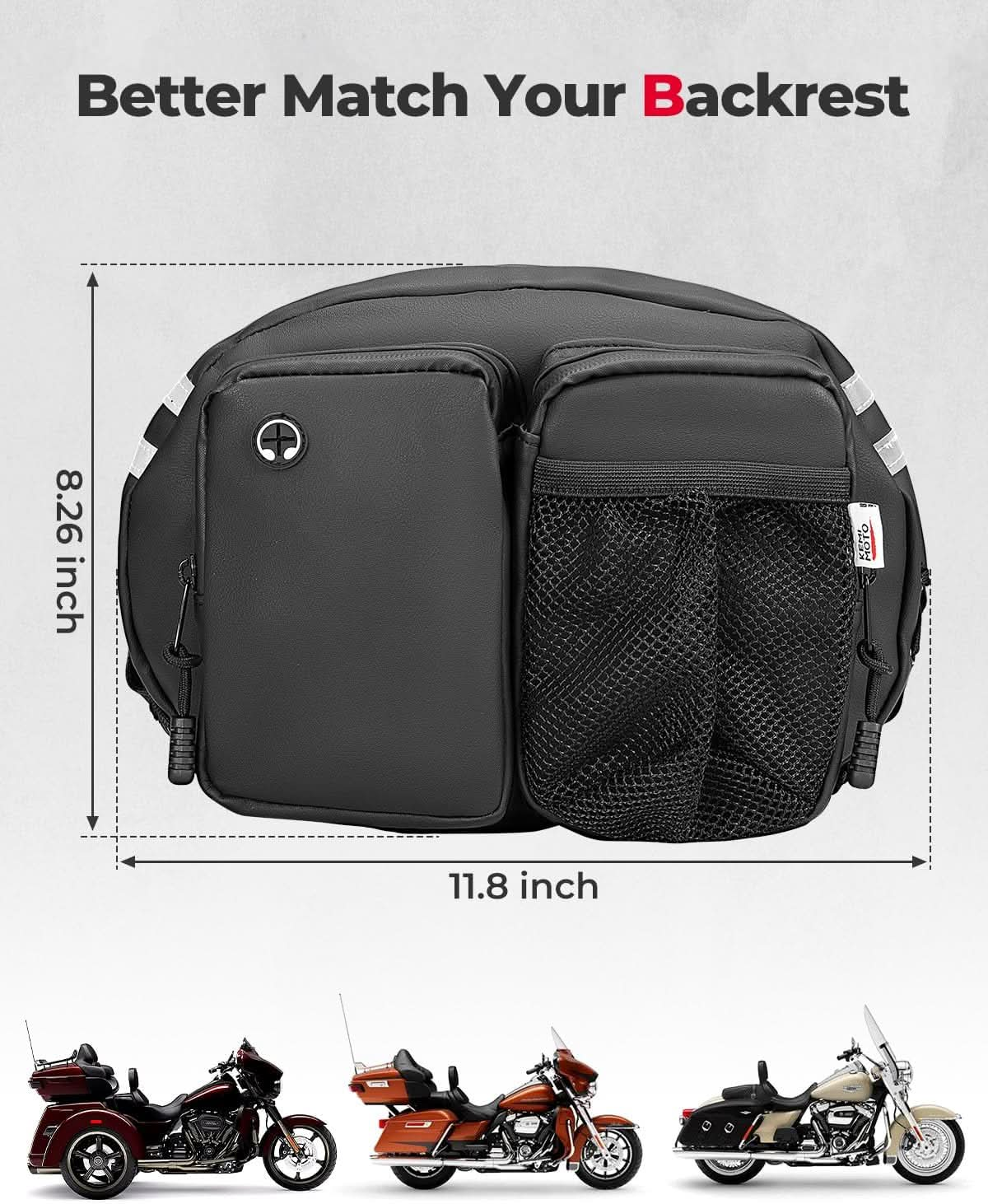 Motorcycle Backrest Bag Organizer Kit for Touring Softail