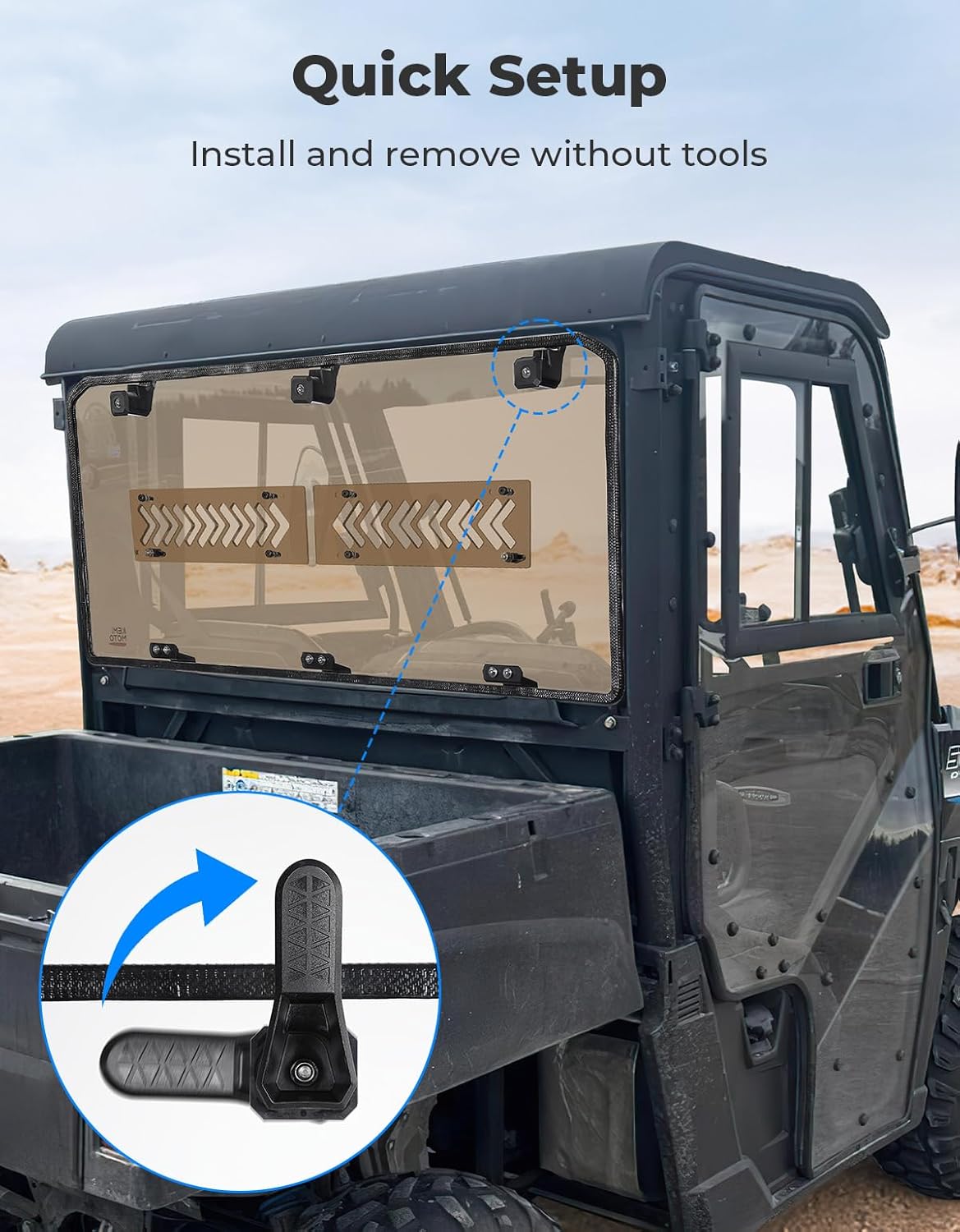 Tinted Rear Window for Polaris Ranger Midsize 500/570/SP 570/Crew/ETX/EV