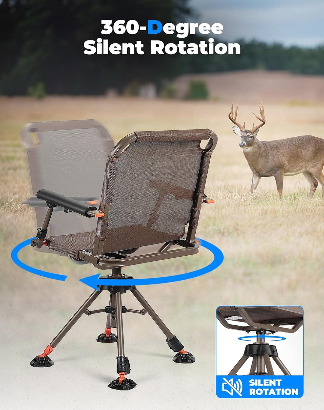 Hunting Chair 360 Degree Silent Swivel Folding Chair