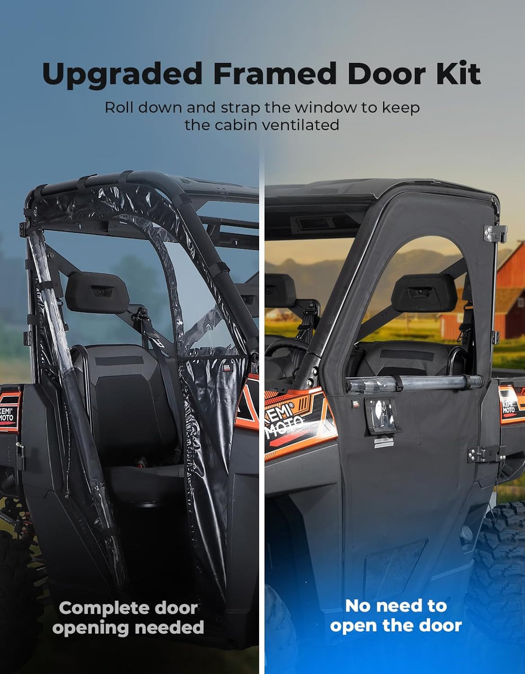 Upper Doors with Steel Frame for Polaris Ranger 1000/ XP 1000 2020-2025