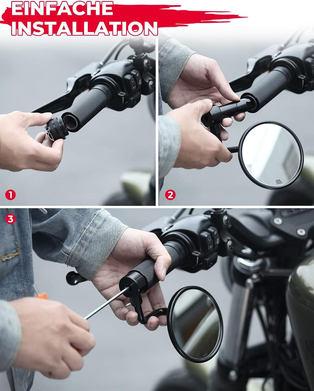 1-1.2 Inch CNC Handlebar Mirrors for Sportster XL883 XL1200