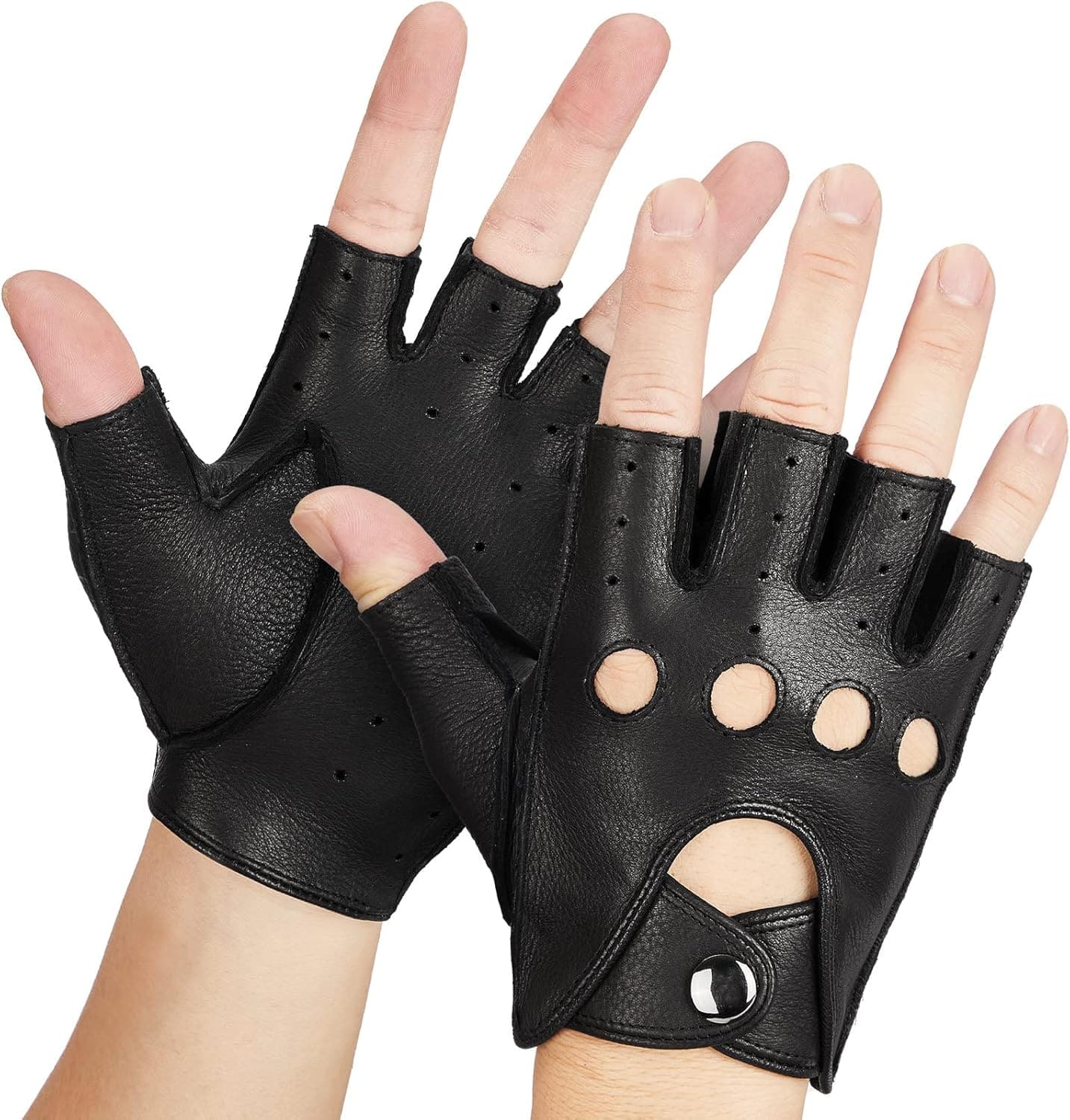Fingerless leather driving gloves online