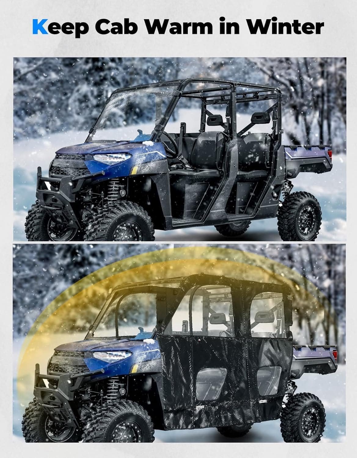 UTV Cab Enclosure for Polaris Ranger XP 1000 Crew 2019-2024