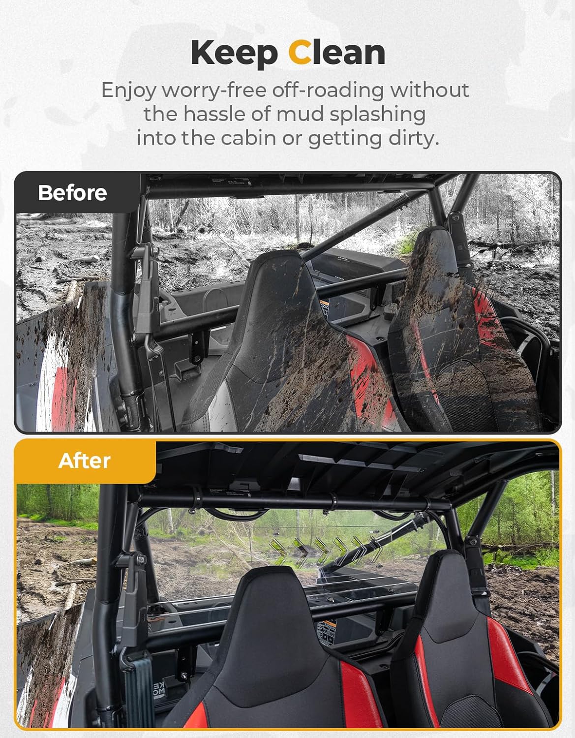 Vented Clear Rear Windshield for 2024+ Polaris RZR XP 1000