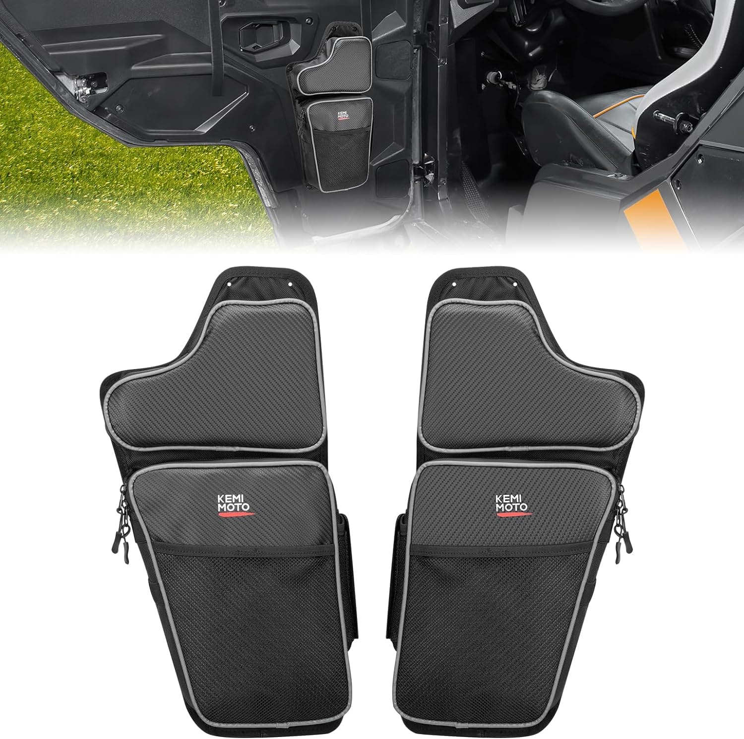 Front Lower Door Bags with Knee for Polaris General 1000/4 2016-2024, 2PCS