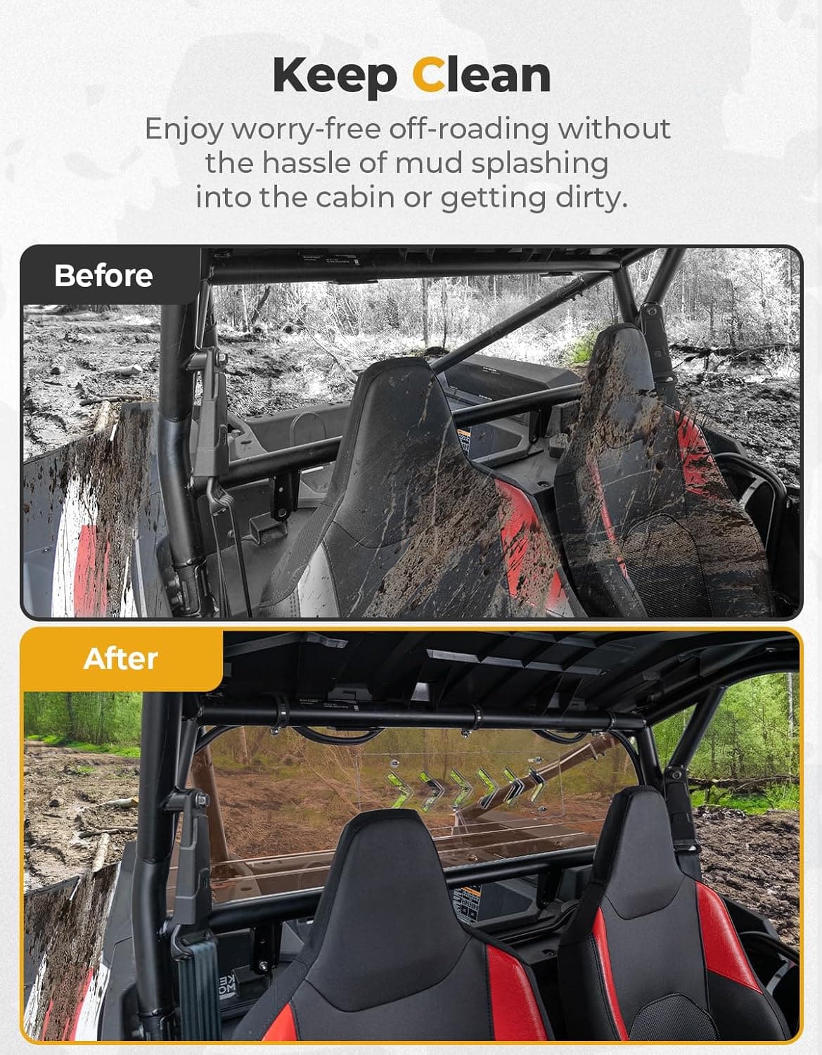 Tinted Rear Windshield for Polaris RZR XP 1000 2024-2025