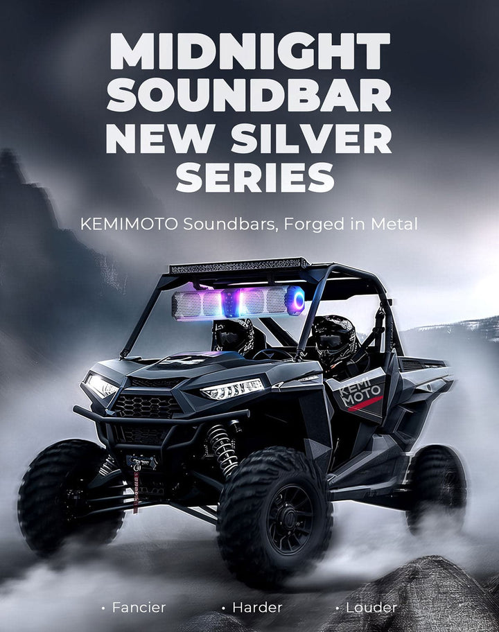 KEMIMOTO Midnight S60 26" RGB UTV Sound Bar for Golf Cart Marine 1"-2" Roll Bar