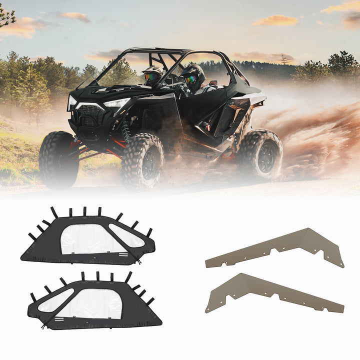 2 Soft Upper Doors with Zippers & Lower Door Panels Insert Kit Fit RZR Pro XP 2020-2023