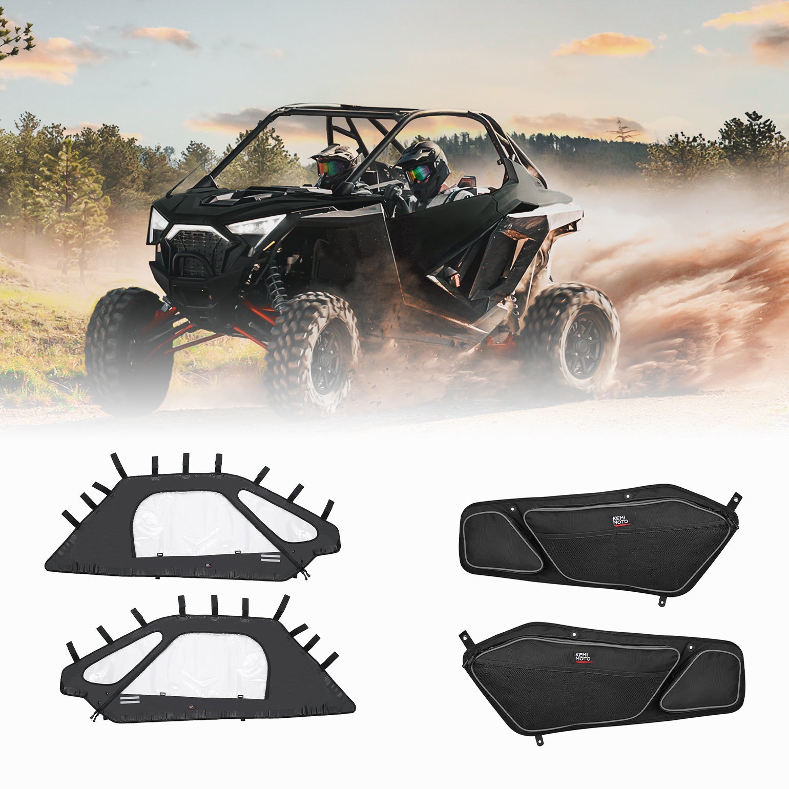 Soft Upper Doors with Zippers & Front Door Bag Fit Polaris RZR Pro XP 2020-2023