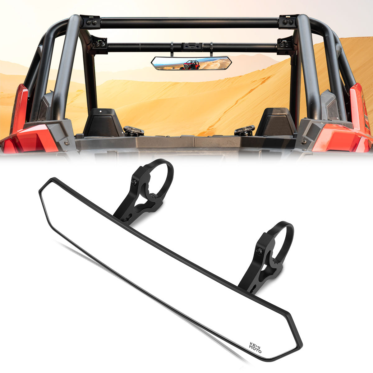 UTV Bluetooth Sound Bar & Rear View Mirror for 1.65''-2'' Roll Bar - Kemimoto