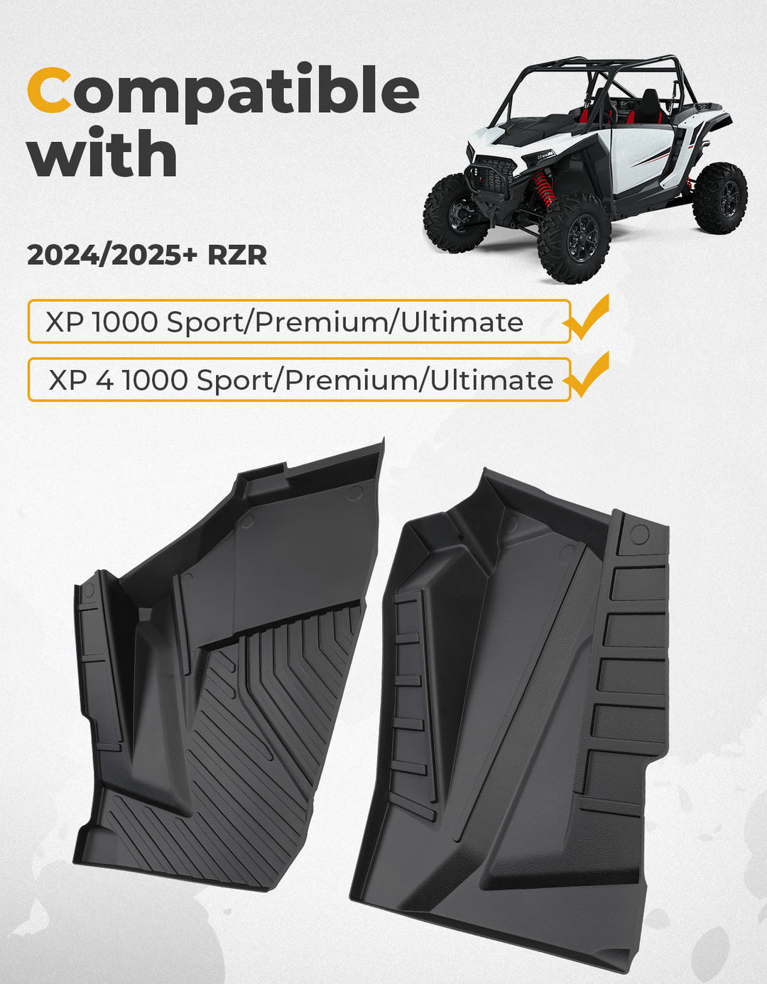 Front TPE Floor Mats for Polaris RZR XP 1000/4 1000 2024-2025