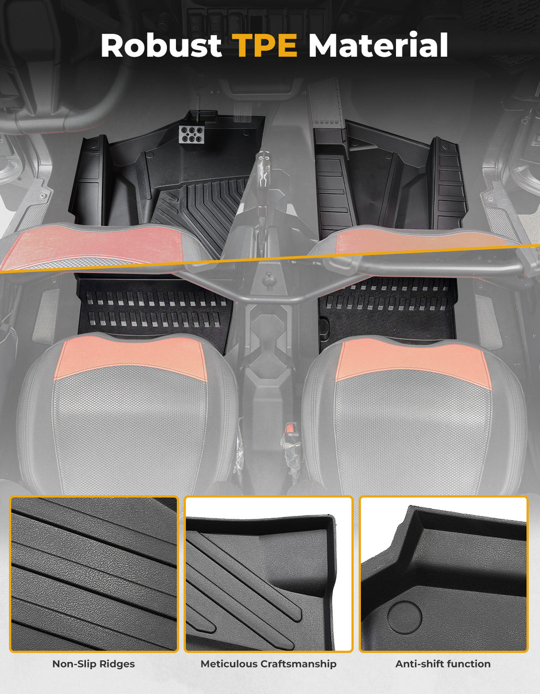 TPE Floor Mats for Polaris RZR XP 4 1000 2024-2025