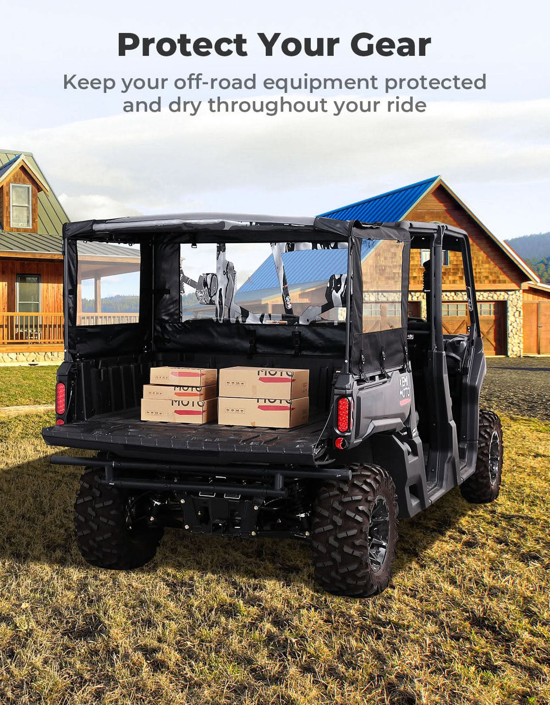 UTV Soft Cargo Camper Bed Cover Rack for Can-Am Defender - Kemimoto