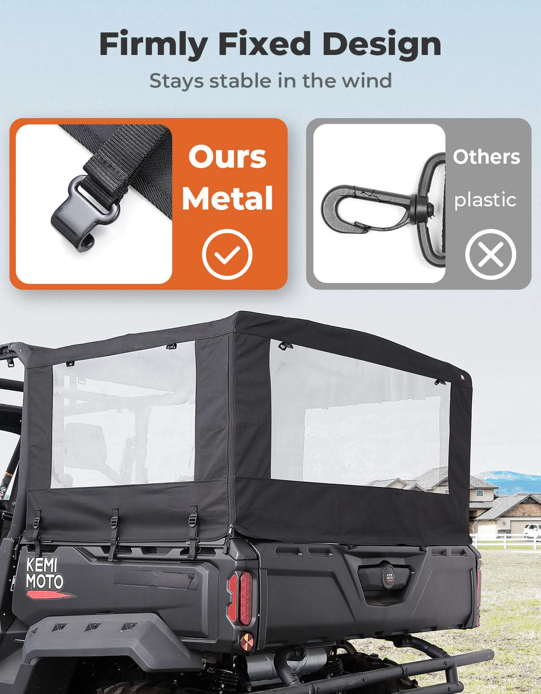 UTV Soft Cargo Camper Bed Cover Rack for Can-Am Defender - Kemimoto