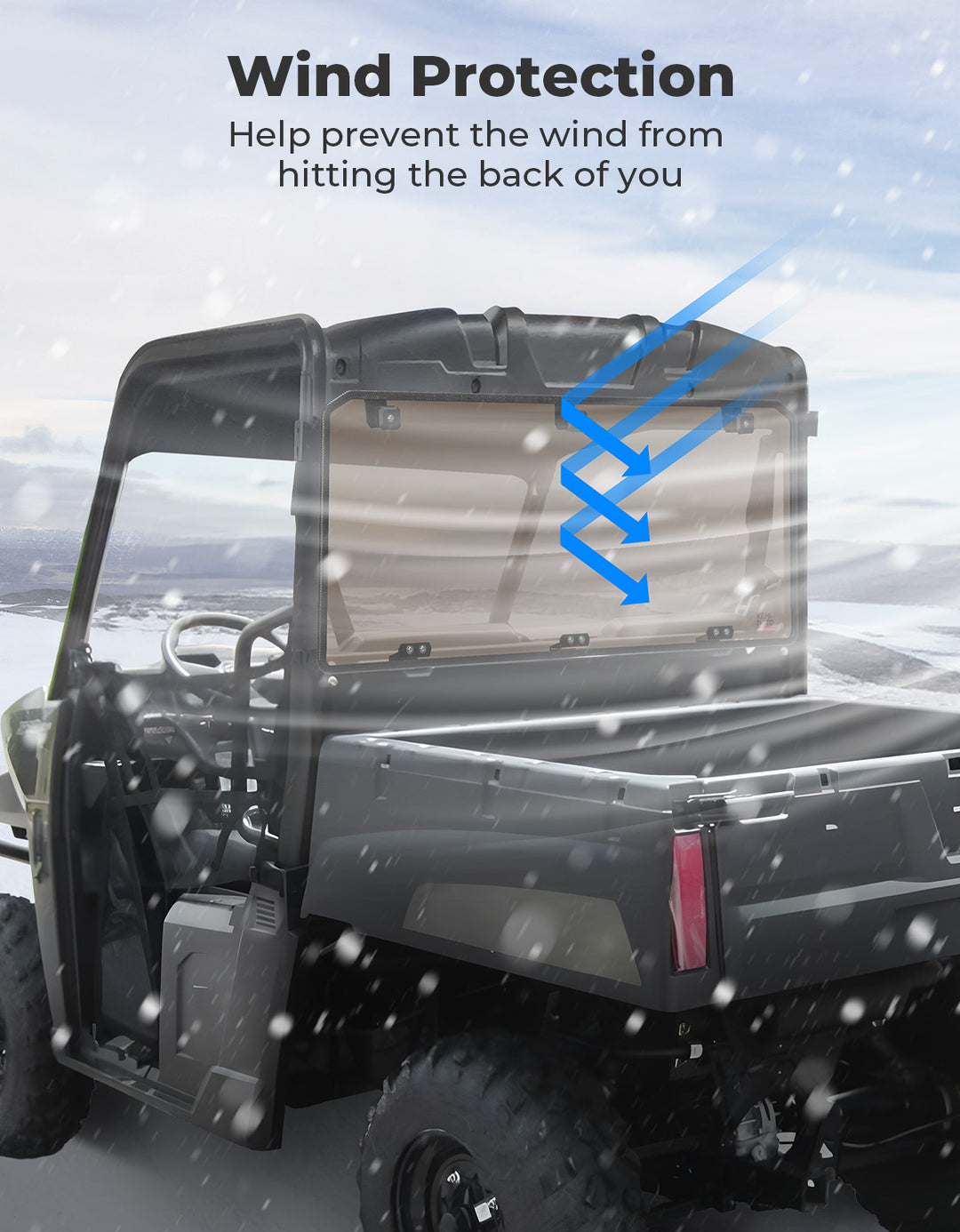 Anti UV Tinted Rear Window for Polaris Ranger Midsize 570 500, Crew/SP/ETX/EV