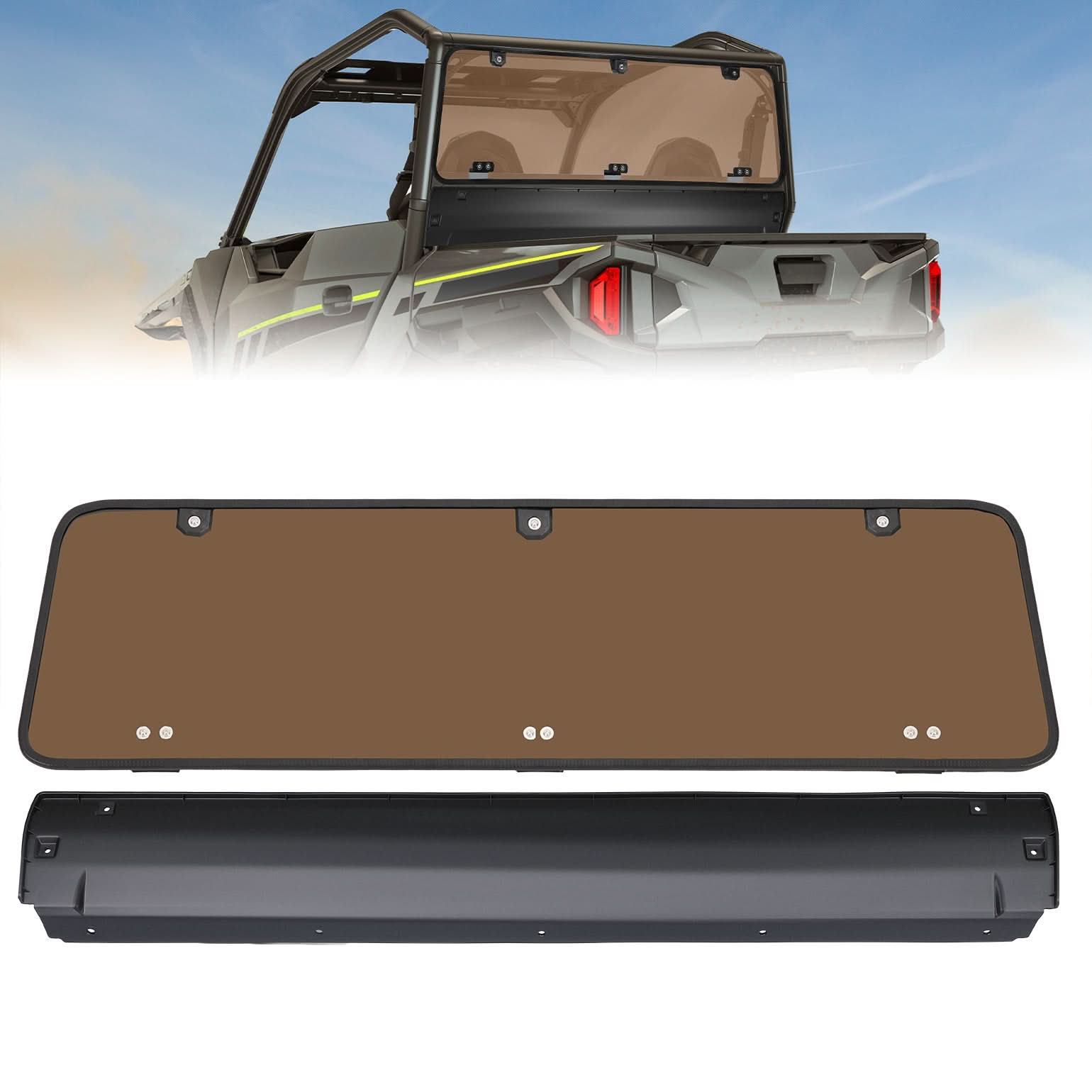 Tinted Rear Hard Windshield for Polaris General 1000/4/XP 1000/4 2016-2025