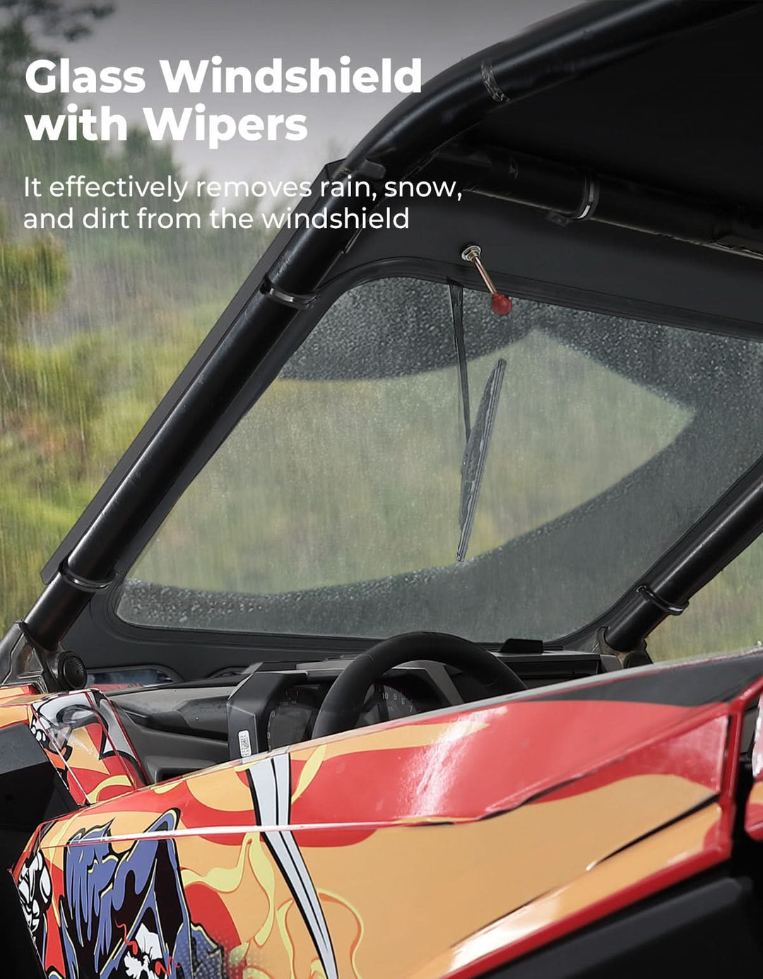 Glass Windshield with Manual Wipers for Polaris RZR PRO XP / RZR Turbo R 2020-2024