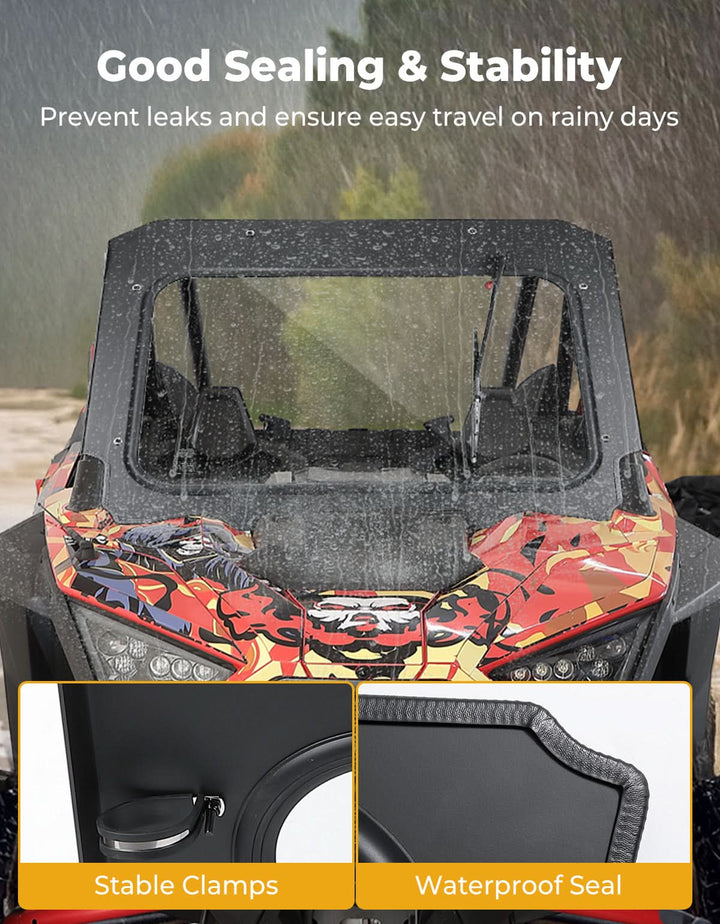 Glass Windshield with Manual Wipers for Polaris RZR PRO XP / RZR Turbo R 2020-2024