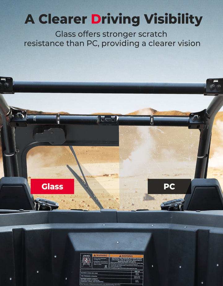 Glass Windshield with Electric Wipers for 2020-2024 Polaris RZR PRO XP / RZR Turbo R