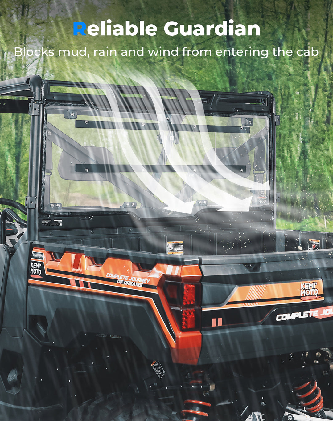 2-in-1 Sliding Rear Window for Polaris Ranger XP 1000/ Ranger 1000 2017-2025