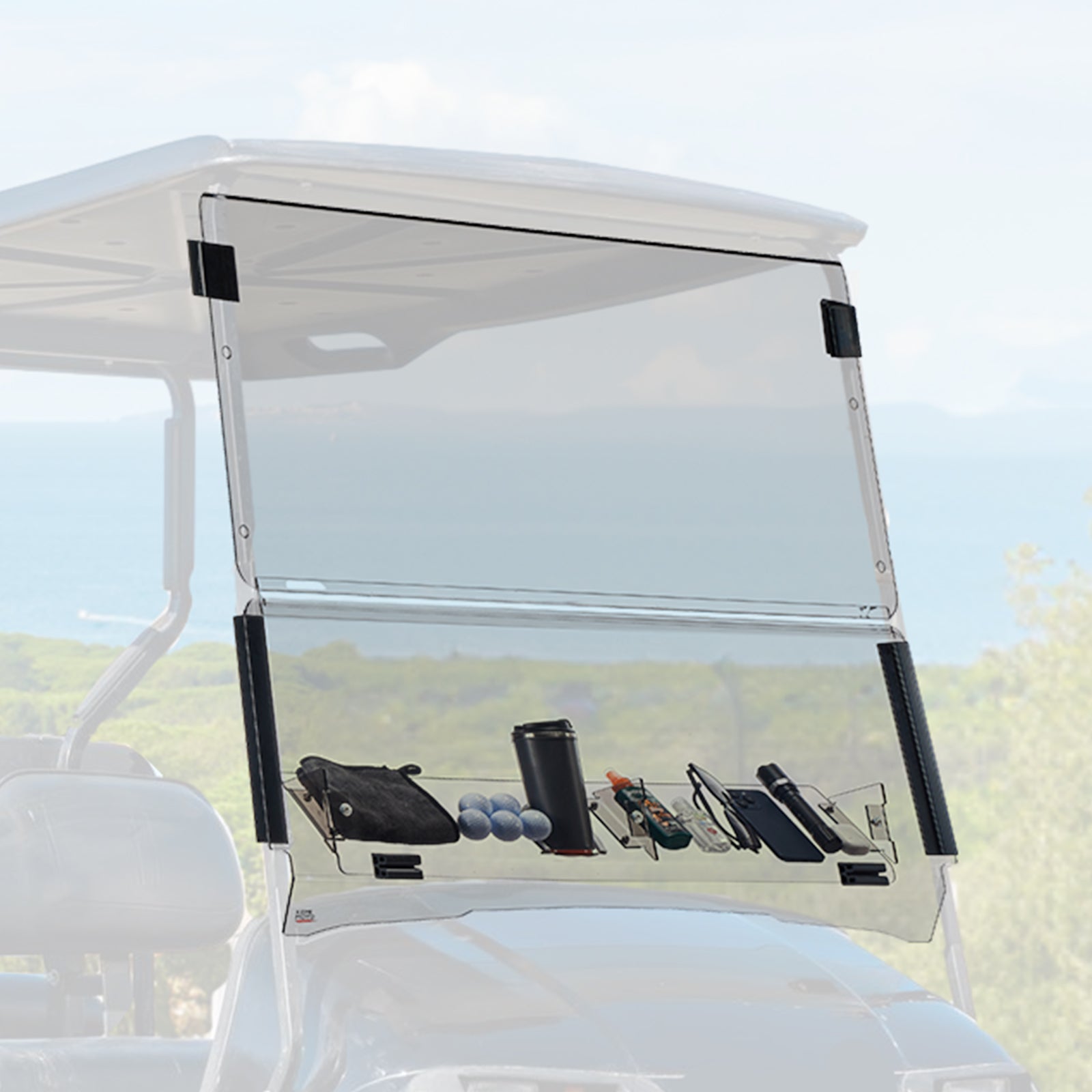 Folding Down Windshield Clear W/ Storage for EZGO TXT - Kemimoto