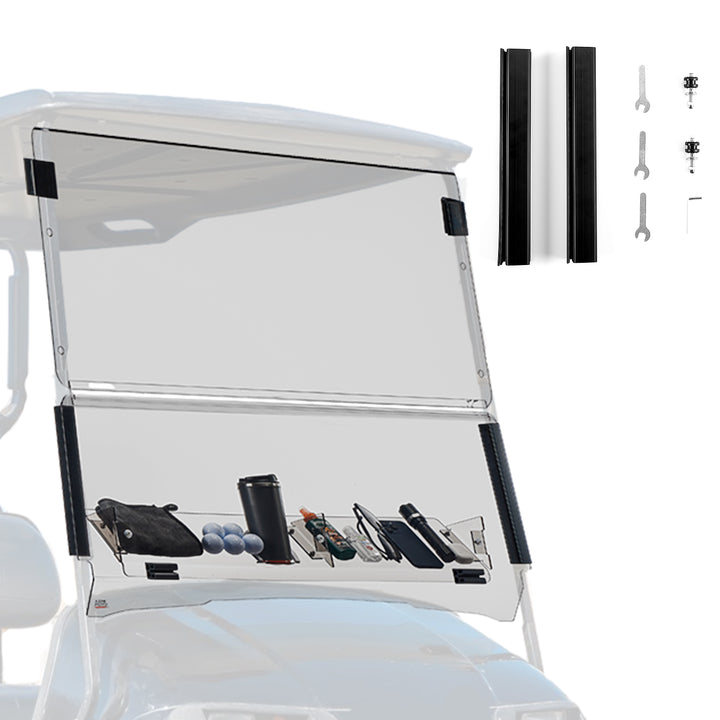 Folding Down Windshield Clear W/ Storage for EZGO TXT - Kemimoto