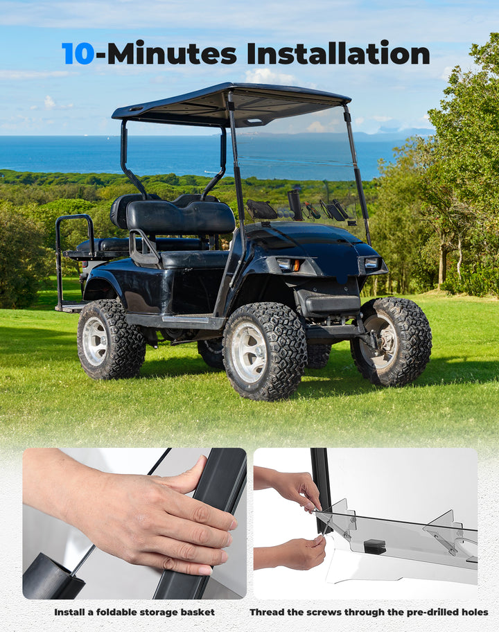 Folding Down Windshield Clear W/ Storage for EZGO TXT - Kemimoto