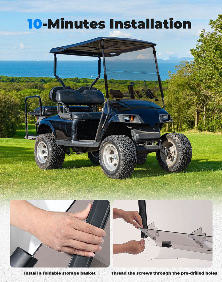 Folding Down Windshield Tinted W/ Storage for EZGO TXT - Kemimoto