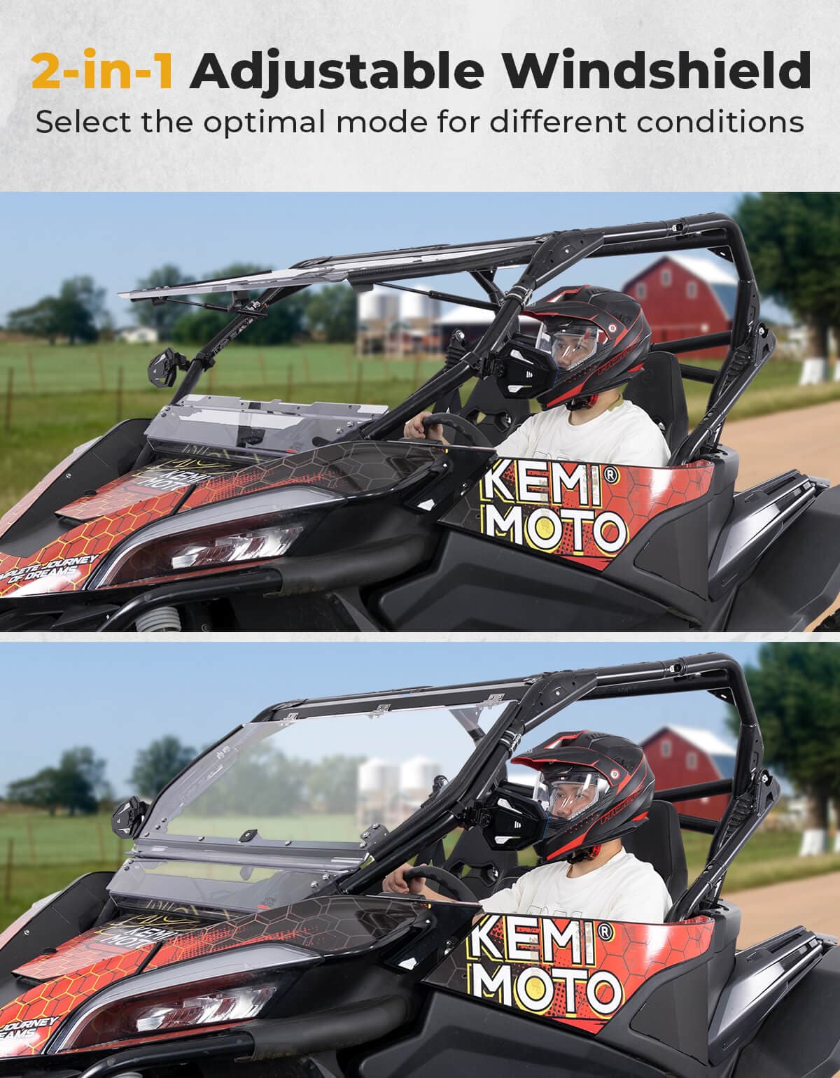 Folding 2-in-1 Flip Windshield for CFMOTO ZForce 950