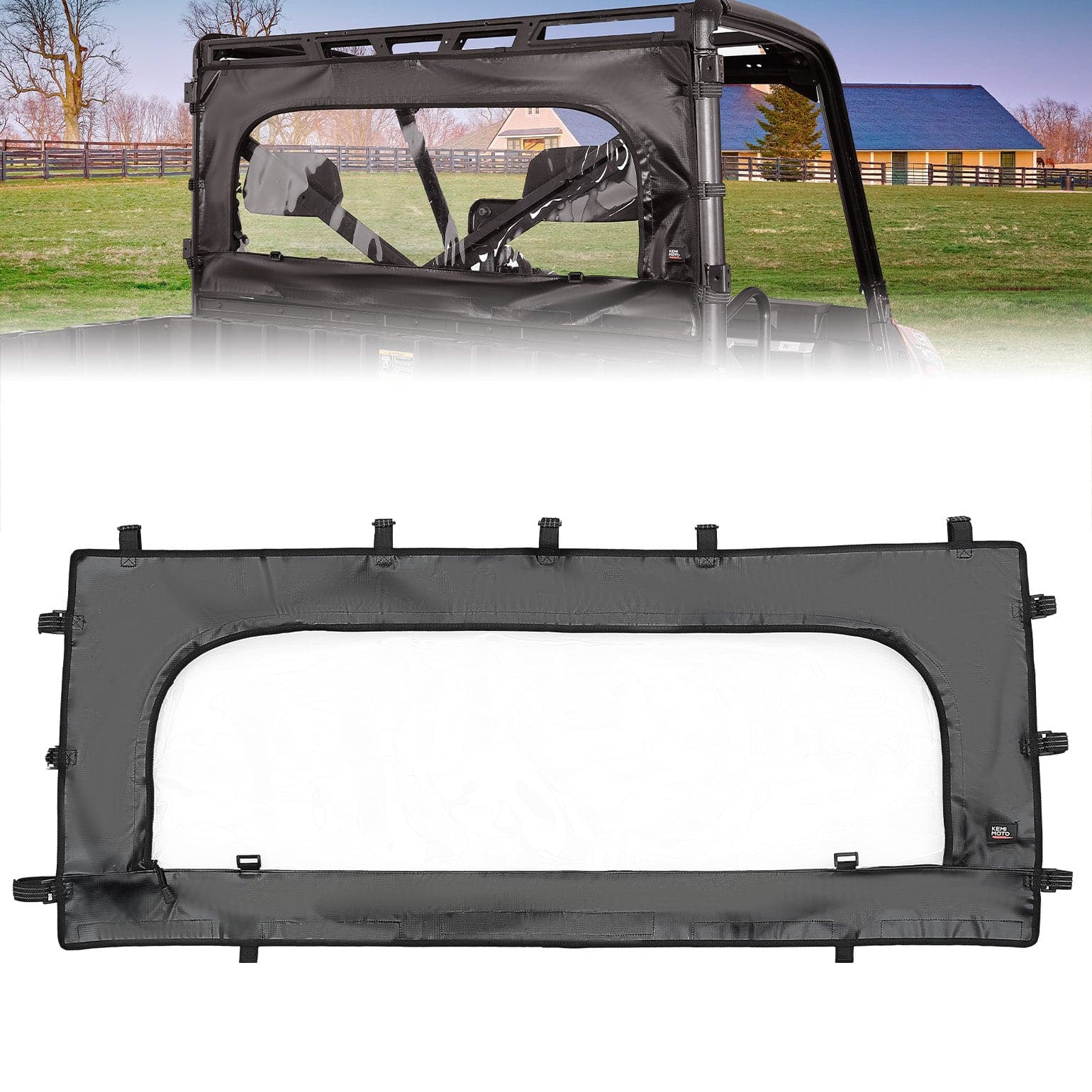 Zippered Soft Rear Window Roll Up/Down for Polaris Ranger XP 1000 / Crew