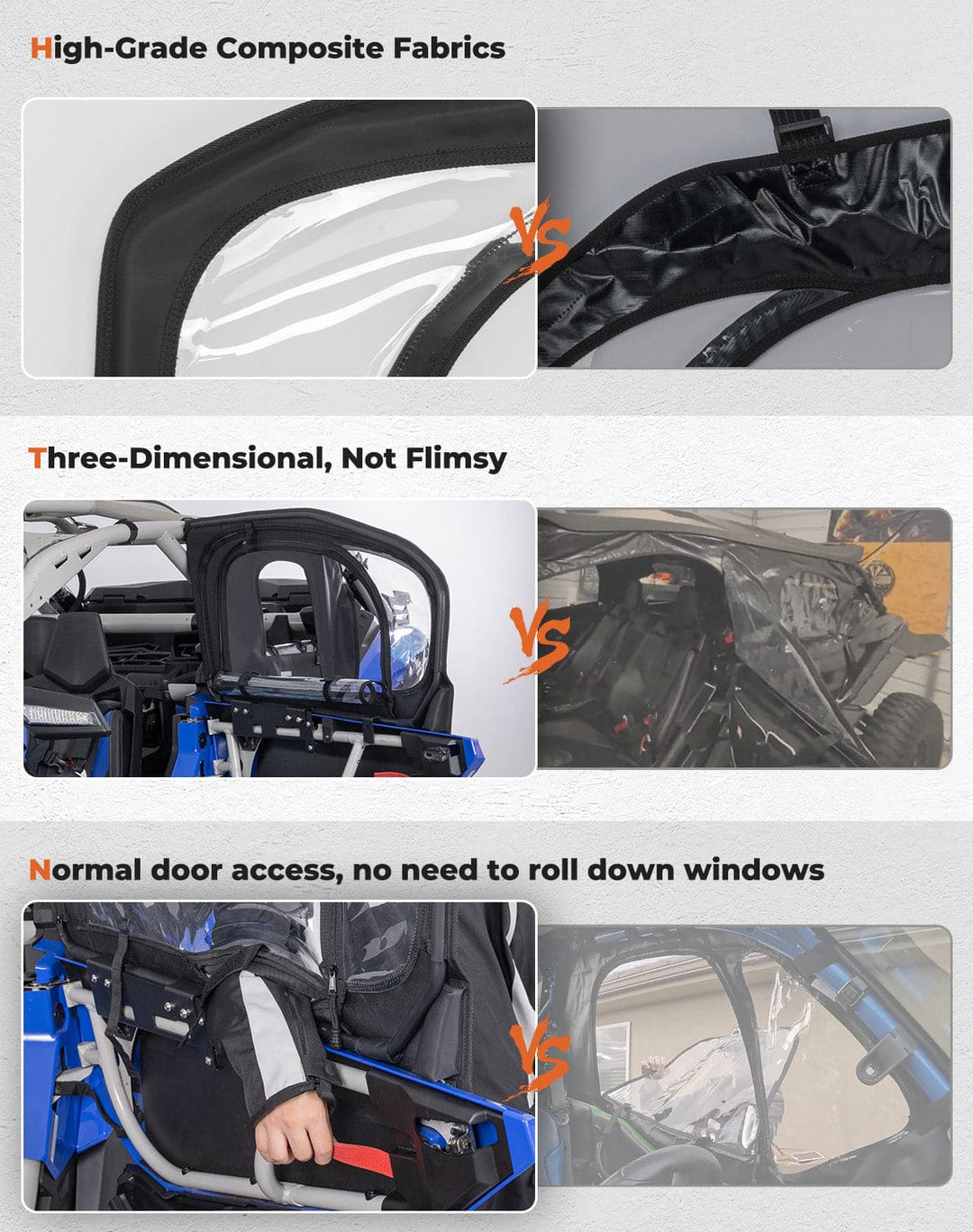 Soft Upper Doors with Metal Frame for Can-Am Maverick X3 MAX - Kemimoto