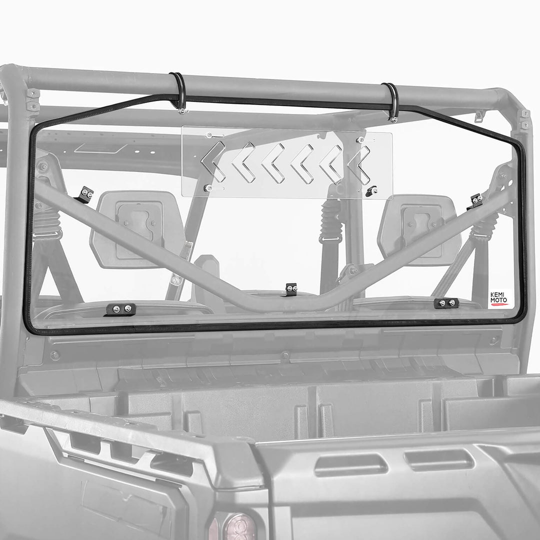 Rear Windshield w/ Vented Sliding Panel for Can Am Defender - Kemimoto