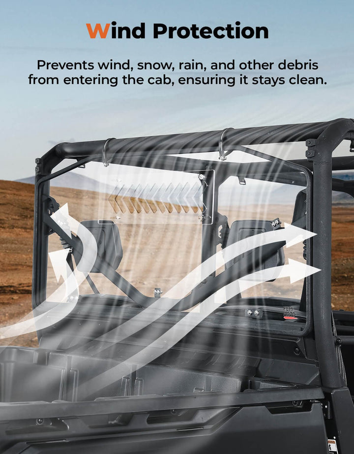 Rear Windshield wind protection for Can Am Defender