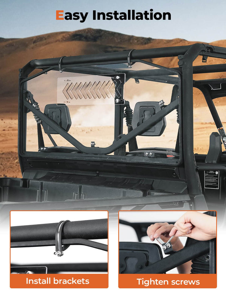 Rear Windshield w/ Vented Sliding Panel for Can Am Defender