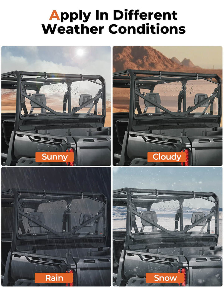 Rear Windshield w/ Vented Sliding Panel for Can Am Defender